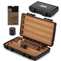XIFEI Cigar Humidor Cedar Wood Travel Portable Waterproof Cigar Case with Humidifier (Four Position)