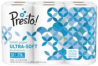 Amazon Brand - Presto! 176-Sheet Roll Toilet Paper, Ultra-Soft, 12 Count (For Small Roll Holders)