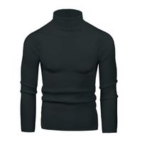 KINGOL Mens Men Fashion Round Neck High Collar Elastic Pullover Long Sleeve Bottoming Sweater Sweatershirt Green