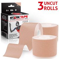 Starktape Kinesiology Tape 3 Pack 16ft Uncut Roll Skin- Perfect for Any Activity, Stays on for Several Days – Latex Free, Water Resistant Tape for Muscles, Joints – Easy to Apply and Use, Works Great