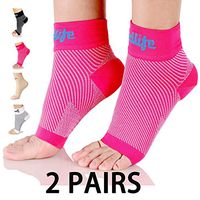 Dowellife Plantar Fasciitis Socks, Ankle Brace Compression Support Sleeves & Arch Support, Foot Compression Sleeves, Ease Swelling, Achilles Tendonitis, Heel Spur for Men Women (Pink 2 Pairs, Medium)