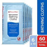 Pharma-C-Wipes Water Activated Bathing Cloths - Rinse Free - Thick, Pretreated Washcloths (6 Packs of 10 Wipes)