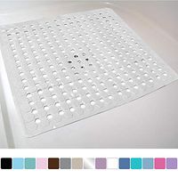 Gorilla Grip Original Patented Bath, Shower, and Tub Mat, 21x21, Machine Washable, Antibacterial, BPA, Latex, Phthalate Free, Square Bathroom Mats with Drain Holes, Suction Cups, White