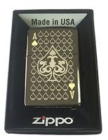 Zippo Custom Lighter - Ace of Spades Laser Engraved Black Ice