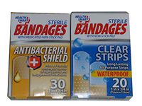 Sterile Bandages with Non-Stick Pad in Antibacterial Shield and Clear Waterproof Stips