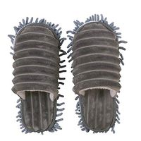 Frjjthchy Detachable Chenille Mop Slippers Microfiber Floor Cleaning Dusting Slippers for Bathroom Kitchen Cleaning (Women 9-11.5/ Men 8-9.5, Grey)