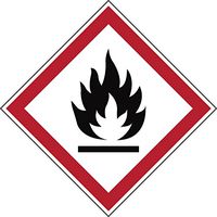 Brady 121190 Polyester GHS Flammable Picto Label , Black/Red On White,  1.5" Height x 1.5" Width,  Pictogram "Flammable" (1 Per Card,  20 Labels)