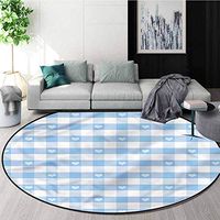 RUGSMAT Checkered Round Rug,Gingham with Hearts Protect Floors While Securing Rug Making Vacuuming Diameter-31