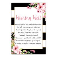 100 Wedding Wishing Well Cards Black Pink Watercolor Flowers