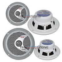 Pyle PLMR60S Silver 2-Way 6.5" 600W Waterproof Marine Audio Speaker (2 pairs)