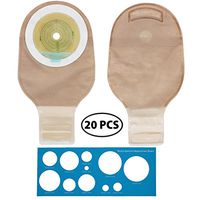 LotFancy 20 PCS Colostomy Bag, One Piece Drainable Pouches with Hook and Loop Closure for Ileostomy Stoma Care, Cut-to-Fit, Pack of 20