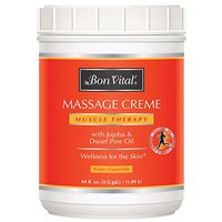 Bon Vital' Muscle Therapy Massage Crème, Professional Massage Cream with Dwarf Pine Oil & Essential Oils for Relaxation & Sore Muscle Relief, Deep Tissue & Sports Massage Techniques, 1/2 Gallon Jar