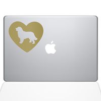 The Decal Guru Heart Bernese Mountain Dog MacBook Decal Vinyl Sticker - 13" MacBook Air - Gold (1322-MAC-13A-G)