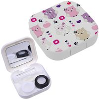Portable Contact Lens Case Box Travel Kit Mirror + Bottle + Tweezers Container Holder [ Owl ]