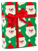 Santa On Green Gift Wrap - 30" X 100' - Roll