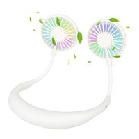 Neck Hanging Fans, RAMBG LED Luminous/Sports Hanging Neck/Portable Mini/Hanging Neck Fan/Hands-Free Fan/Earphone Design USB Fan. White (Renewed)