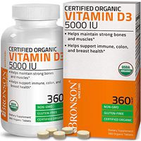 High Potency Vitamin D3 5000 IU for Immune Support, Healthy Muscle Function & Bone Health, USDA Certified Organic Non-GMO Gluten Free Vitamin D Supplement, 360 Tablets