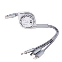 Refaxi Universal 3 in1 Multi Function USB Charging Charger Cable Cord for Mobile Phones (Silver)