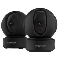 LaView 2 Pack ONE PT Home Security Wi-Fi IP Camera Full HD 1080P Pan/Tilt Night Vision Baby Monitor, Pet and Family Friendly Motion Tracking Surveillance Camera with Cloud and Multi Storage (Black)