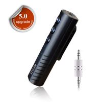 Bluetooth 5.0 Receiver, KINDRM Mini Wireless Bluetooth 3.5mm AUX Jack Audio Adapter Portable Hands-Free Bluetooth Stereo Receiver for Headphones Car Speakers/Home Stereo Music Device (Black)