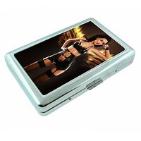 Dubai Pin Up Girl UAE S13 Silver Cigarette Case Metal Wallet Id Holder 4" X 2.75" RFID Protection