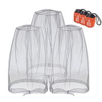 Mosquito Head Nets Gnat Repellant Head Netting for No See Ums Insects Bugs Gnats Biting Midges from Any Outdoor Activities, Works Over Most Hats Comes with Free Stock Pouches (3pcs, Grey)