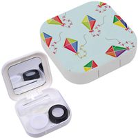 Portable Contact Lens Case Box Travel Kit Mirror + Bottle + Tweezers Container Holder [ Kite Summer Childrens ]
