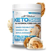 VMI Sports Keto Shake Collagen + MCTs Protein Powder – All Natural Grass-Fed Butter Keto Meal Replacement Shake with Hydrolyzed Bovine Collagen Protein, Vanilla Peanut Butter, 24.3 Ounce Container