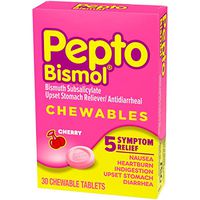 Pepto-Bismol 5 Symptoms Digestive Relief Chewable Tablets, Cherry 30 ea (Pack of 2)