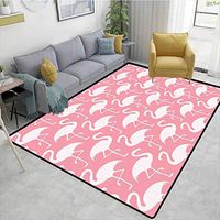 Bigdatastore Flamingo Decorative Area Rug Girls Room, Exotic Flamingo Pattern Silhouette in Monochrome Modern Style Artwork Print, Easy Maintenance Area Rug Living Room Bedroom Carpet(3'x 5')