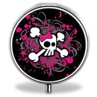 IMLONE Pill Organizer, Customized Skull Pill Boxes with 3 Components for Purse