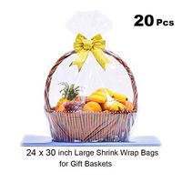 LazyMe Clear Basket Cellophane Bags Shrink Wrap Bags for Gift and Easter Basket, 24 x 30 inch (20 pcs)