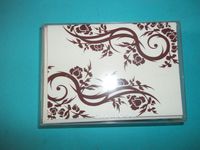 Crane CN1381 Color Scroll Design on Pearl White Kid Finish 100% Cotton 10 Notes 10 Envelopes 3 15/16" x 5 15/16" Limit 1 Per Customer