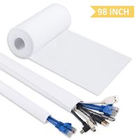 Hommie 98" Cable Management Sleeves,Cord Hiders Cable Straps Wire Tidy DIY Adjustable Cable Organizer Wire Protector for Office Desk TV PC Home Theater Entertainment Center White
