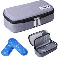 JAKAGO Insulin Cooler Case Travel Diabetic Organizer Medical Cooler Bag with 2 Ice Pack for Insulin Pens, Glucose Meter, Diabetic Testing Kit (Gray)