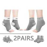 AVIDDA Ankle Brace for Men Women 2 Pairs Plantar Fasciitis Socks with Arch Support Compression Foot Sleeve for Achilles Tendon Support Sprained Ankle Swelling Flat Feet Gray & White X-Large