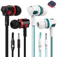 [2 Pack] Premium Earbuds/Earphones/Headphones/Headsets, 3.5mm In-Ear Noise Isolating Heavy Bass Earbuds with Mic & Remote Control Compatible iPhone iPad iPod Samsung and Most Smartphones (Black+White)