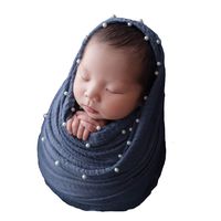 Baby Photography Props Blanket Newborn Photo Shoot Outfits Infant Photos Luxurious Wrap (Navy)