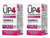 UP4 Women’s Full Probiotic Support 10 Billion CFU (Pack of 2) Free of Dairy, GMO, Gluten, Soy and Preservative, With Whole Cranberry Powder, For Women of All Ages, 60 Vegetarian Capsules
