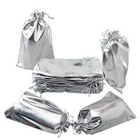 Hangnuo 50 PCS 5x7 Inch Silver Organza Bags with Drawstring, Party Wedding Favor Gift Bags Candy Earrings Jewelry Bags