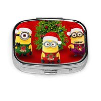 Cartoon Despicable Me Minions Pill Box Organizer Travel Square Pill Case Box for Purse Pocket Airtight Supplement Holder Portable Vitamin 2 Compartment Medicine Container