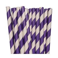 Violet Striped Paper Straws- For Weddings Birthday Parties Baby Showers Bridal DIY Vintage Themes (50 Count)