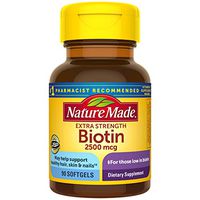 Nature Made Biotin 2500 mcg Softgels 90 Ct, Support Healthy Hair, Skin, Nails† (Packaging May Vary)