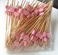 VNDEFUL 100 Counts One-time 4.7" Love Bamboo Fruit Sign Fruit Fork Art Signature Cocktail Sign Creative Flower Sign