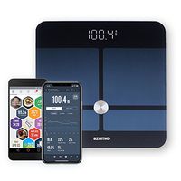 Azumio Bluetooth Digital Smart Scale for Body Weight | 6mm Tempered Glass LED Display Measures Body Fat, Visceral, BMI, BMR, Muscle Mass, Bone Mass Water Weight in KG or LB | iOS & Android Compatible