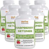 Thrive Naturals Raspberry Ketones - Thermogenic Weight Loss Support - Extra Strength 1200 mg Daily Dose - 60 Capsules (6 Pack)