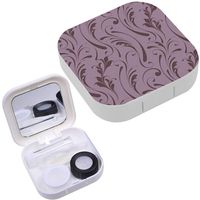 Portable Contact Lens Case Box Travel Kit Mirror + Bottle + Tweezers Container Holder [ Floral Sample Fabric ]