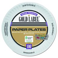 AJM Packaging AJM CP6OAWH 6" Paper Plate, Gold Label