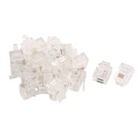 uxcell 20pcs Clear Housing RJ11 6P4C Modular Telephone Cable Line Adapter Connector