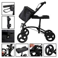 Black Folding Knee Walker Knee Walker 4 Wheels for Adults Foot Injuries